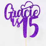 grace gracie is 15 girls cake topper glitter purple
