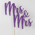 mrs and mrs cake topper gay pride celebration purple glitter
