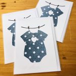 handmade cards, made in Adelaide Australia, handdrawn design, fancy paper, basic shape, online store cards gifts baby romper clothes line heart newborn