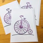 handmade cards, made in Adelaide Australia, handdrawn design, fancy paper, basic shape, online store cards gifts bike pennyfarthing tour down under de france velodrome