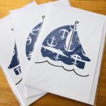 handmade cards, made in Adelaide Australia, handdrawn design, fancy paper, basic shape, online store cards gifts boat