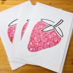 handmade cards, made in Adelaide Australia, handdrawn design, fancy paper, basic shape, online store cards gifts strawberry fruit