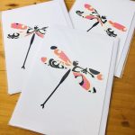 handmade cards, made in Adelaide Australia, handdrawn design, fancy paper, basic shape, online store cards gifts dragon fly insect flying butterfly