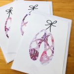 handmade cards, made in Adelaide Australia, handdrawn design, fancy paper, basic shape, online store cards gifts point ballet ballerina ribbon lace