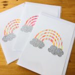 handmade cards, made in Adelaide Australia, handdrawn design, fancy paper, basic shape, online store cards gifts raqinbow clouds silver lining
