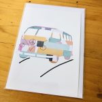 handmade cards, made in Adelaide Australia, handdrawn design, fancy paper, basic shape, online store cards gifts retro combi volkswagen greeting