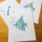 handmade cards, made in Adelaide Australia, handdrawn design, fancy paper, basic shape, online store cards gifts tropical fish angel bubbles swim gold fish