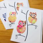 handmade cards, made in Adelaide Australia, handdrawn design, fancy paper, basic shape, online store cards gifts two birds owls hoot night bird greetings