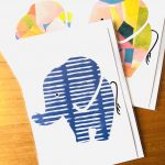 handmade cards, adelaide , australia, made to order greeting card, animal cards, family elephant card, large animals, baby card