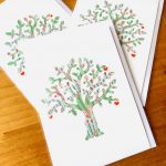 handmade cards, adelaide , australia, made to order greeting card, animal cards, family tree, tree of life card, apples tree card