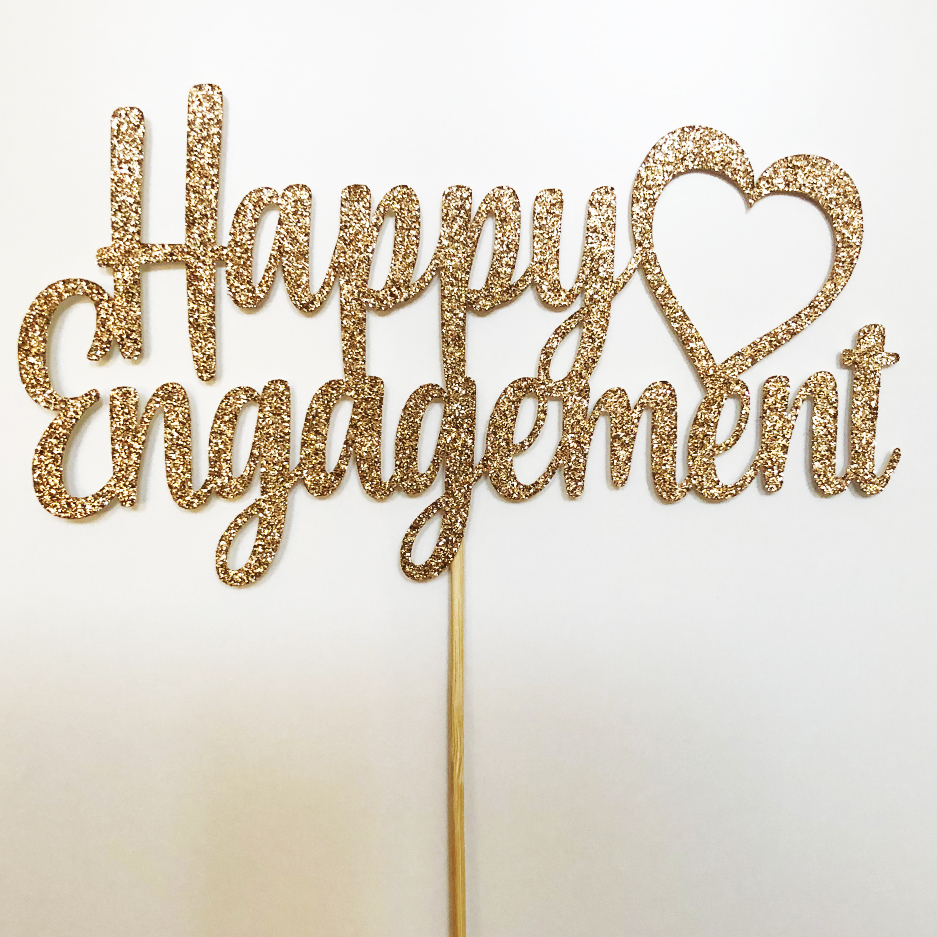 Happy Engagement with heart - Cake Toppers