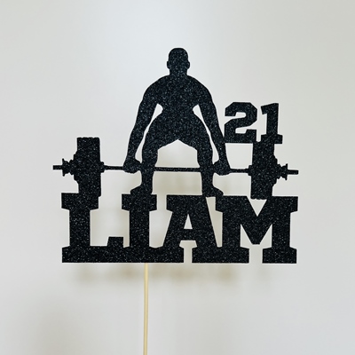 Custom Weight lifting man - Cake Toppers