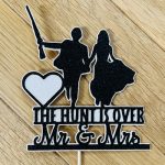 Cake toppers Australia made to order party decoration Adelaide Sydney Brisbane Darwin Perth Melbourne Hobart the hunt is over wedding gun bride groom marriage bride groom riffle mr and mrs